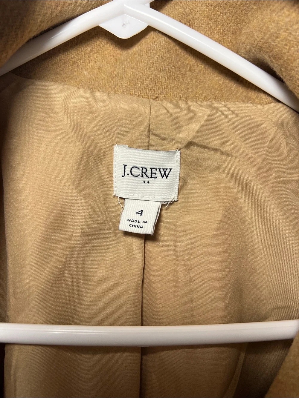 J. Crew Women's Camel Stand Collar Wool-Blend Cocoon Coat - Picture 3 of 4